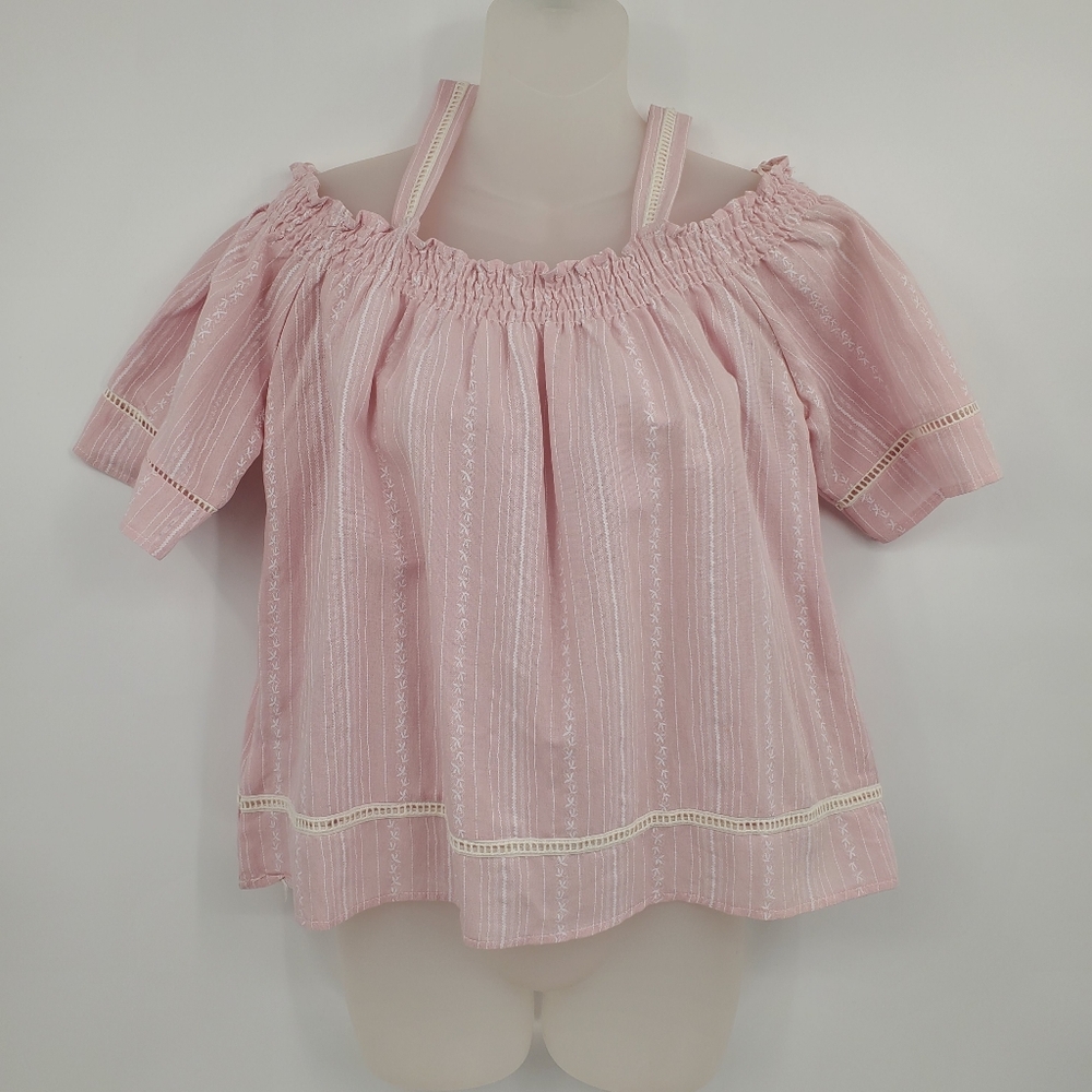 ♤♤ QED London Pink Off-Shoulder Blouse Size Medium NWT 100% Viscose
